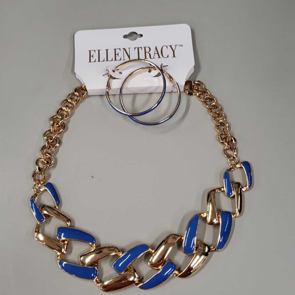 Blue and gold jewelry set